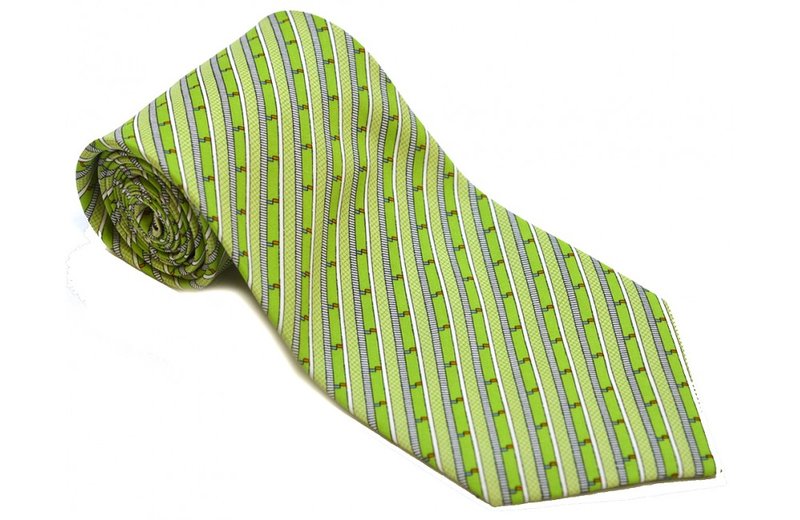Cravata barbati verde cu dungi oblice